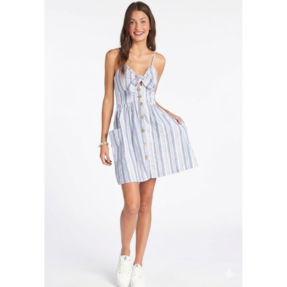 Y2K Clean Girl Coastal Nautical Cotton Mini Dress Beach Skater Size L Striped